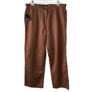 GAP Easy Twill Pant Brown Cotton Lyocell Blend Straight Leg Womens XL Office New
